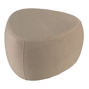 LEOPOLD - Pouf forme galet n°3 en tissu effet velours beige foncé