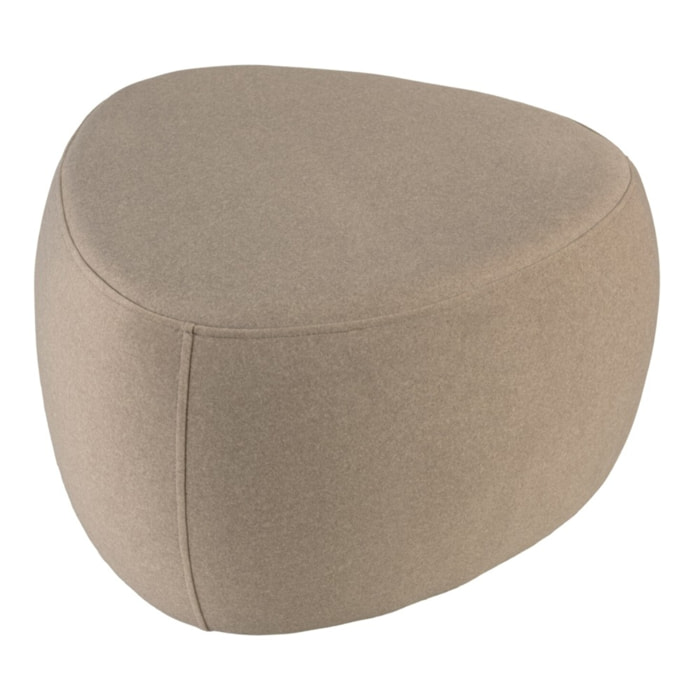 LEOPOLD - Pouf forme galet n°3 en tissu effet velours beige foncé