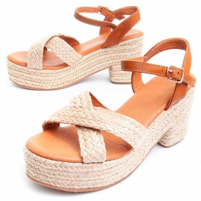 Sandalias de Tacón - Beige - Altura: 6 cm