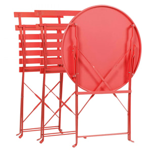 Set Bistrot 2 sedie + tavolino Pieghevole salvaspazio per Giardino, Balcone, Veranda e terrazza Acciaio antiruggine.