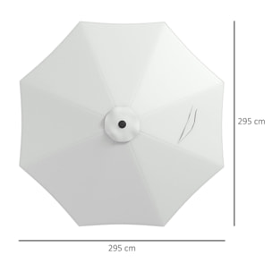 Toldo de Recambio de Sombrilla de 3 m Toldo de Repuesto para Sombrilla de Patio con Ventilación Superior Cubierta de Repuesto para Parasol de Poliéster para Exteriores Blanco