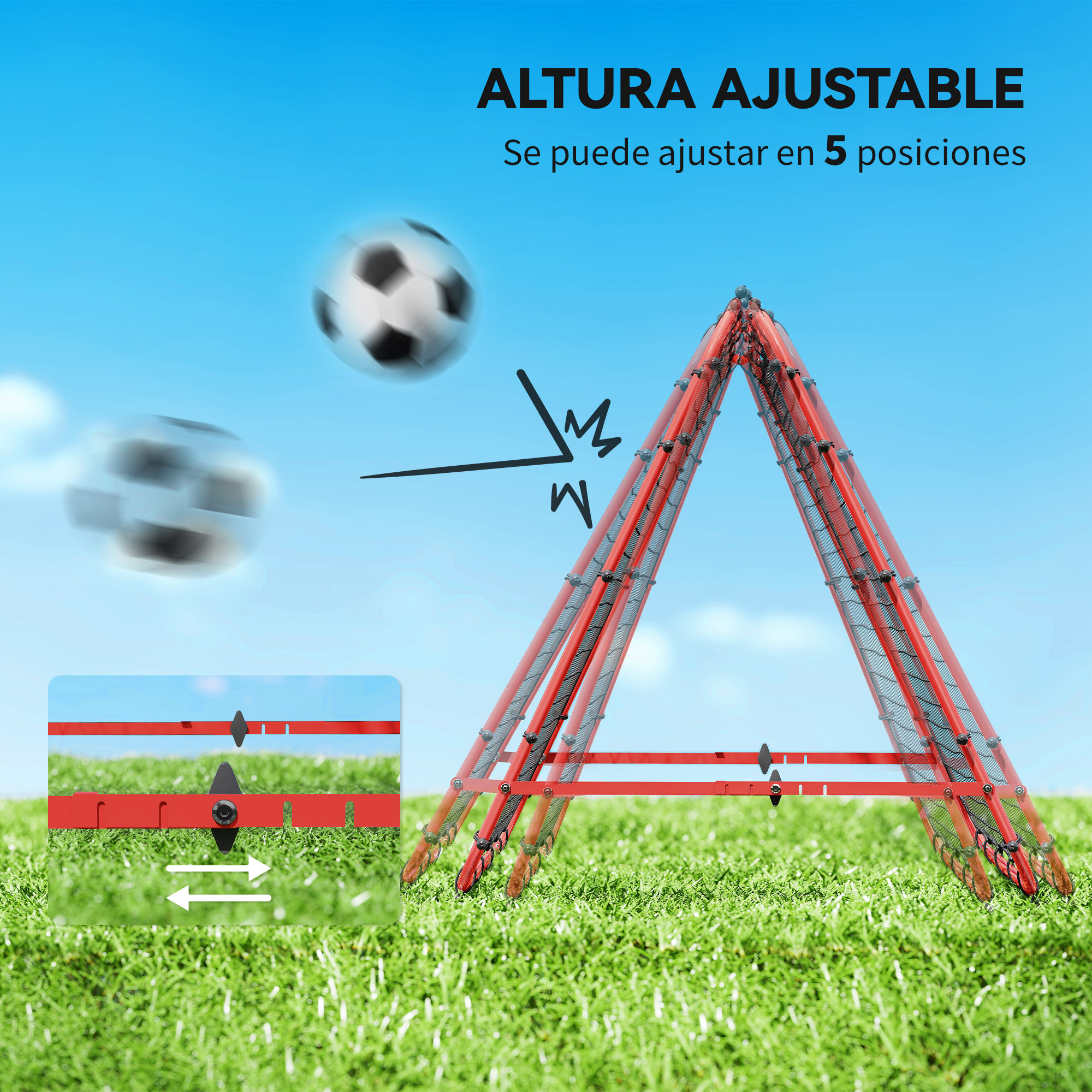 Red de Rebote Plegable de Doble Cara, Reboteador de Fútbol Ángulo Ajustable de 5 Niveles, con Tubo de Acero, Fácil de Instalar, Entrenamiento de Fútbol, Tenis, Béisbol, 100x95x90 cm, Rojo