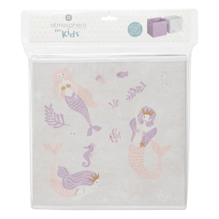 2 bacs rangements enfant "Sirène" 29x29cm multicolore