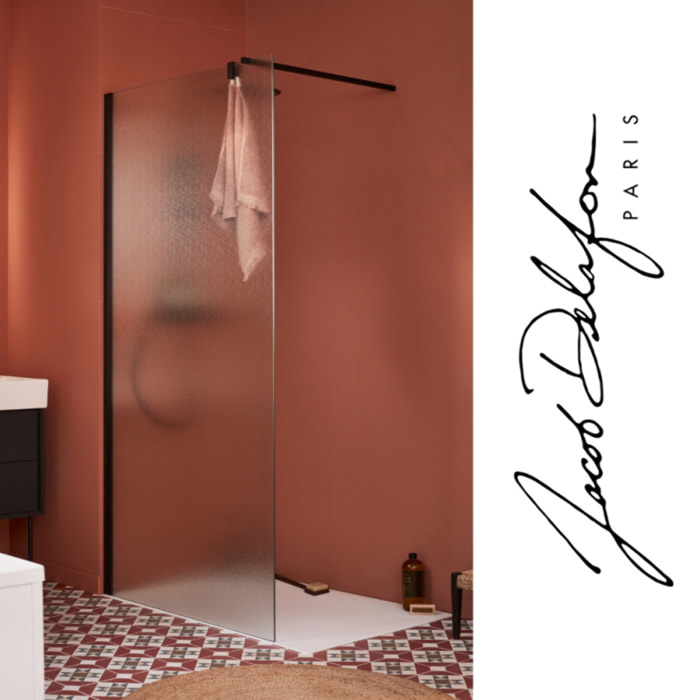 Paroi de douche Contra textile 100cm + kit profilé Noir mat