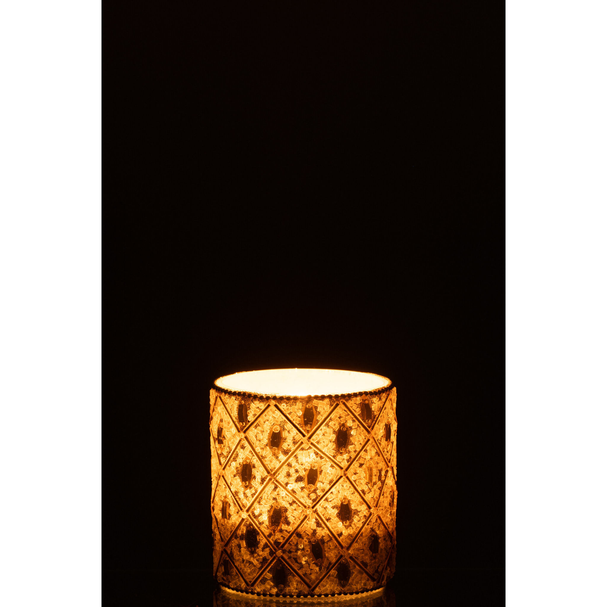 J-Line photophore - verre/Perles - blanc/or - large