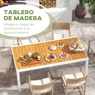 Mesa de Jardín Extensible Mesa de Comedor Exterior Rectangular Mesa de Terraza para 6 Personas con Marco de Aluminio Efecto de Madera Carga 50 kg 180/240x94x73 cm Marrón