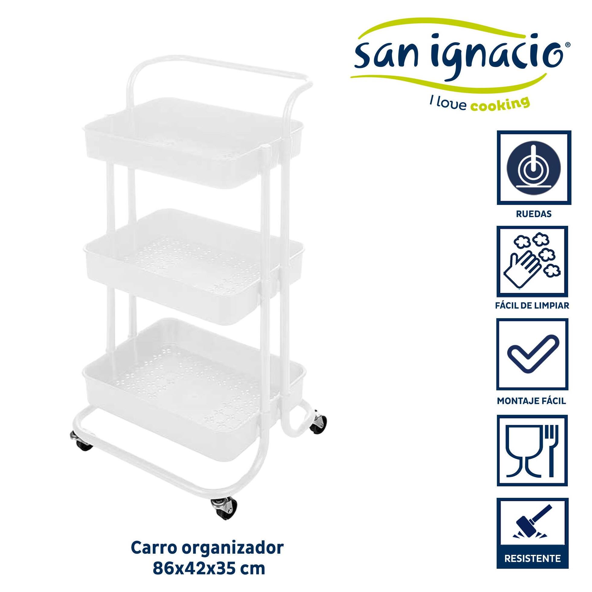 Carro organizador plastico blanco 3 piso colección kinvara