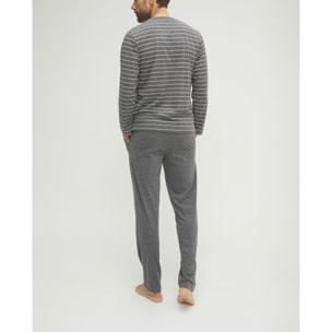 Pijama hombre rayas gris