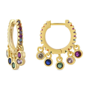 Pendientes acabado oro amarillo de 18k y Circonita Multicolor