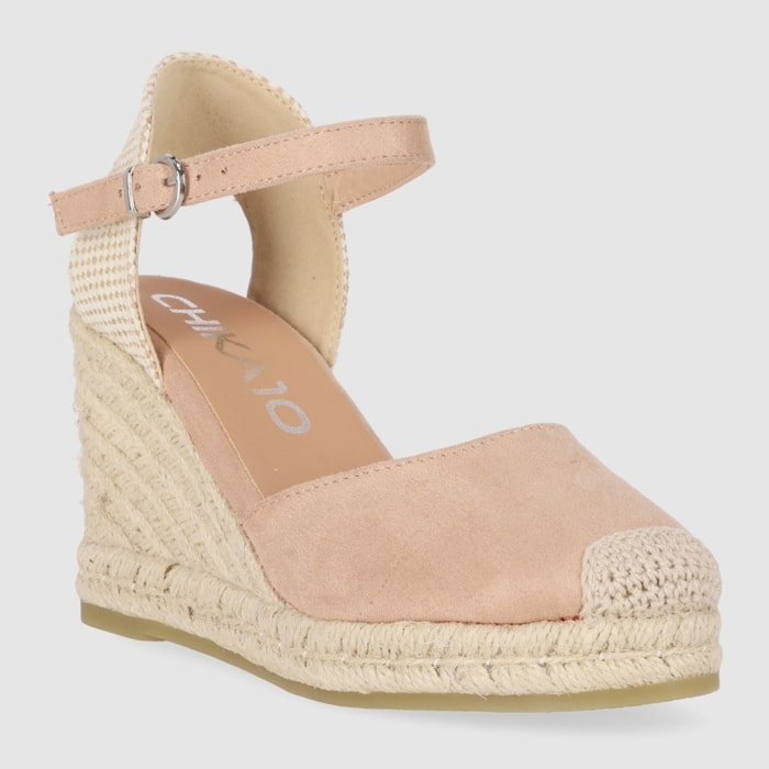 Sandalias de Tejido - Nude - Tacón: 8 cm