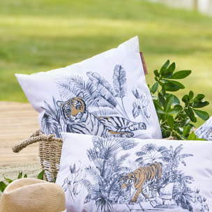 Coussin déco d extérieur "Maoria" motif tigre 40 x 40cm en polyester