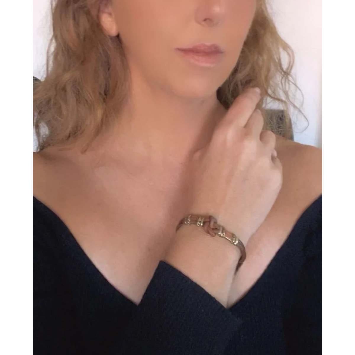 Pulsera cuero latón y cobre Nudo artesanal áºnicas