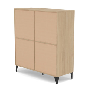 Tribeca - buffet haut - effet bois et métal noir - 2 portes - 100x112 cm - Bois / Noir