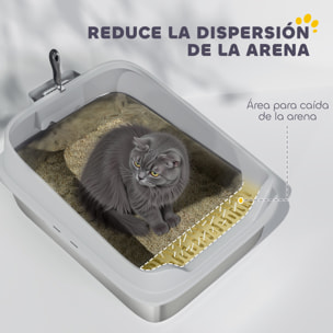 Arenero para Gatos de Acero Inoxidable XXL Caja de Arena para Gatos Arenero con Borde Alto Pala Fácil de Limpiar Prueba de Fugas 70x50x30 cm Gris