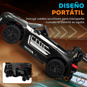 Coche Eléctrico para Niños, Mercedes-AMG GT3 Evo, Coche de Batería 12V, con Mando a Distancia 2,4 G, Motor Doble, Ruedas Auxiliares, Asa de Arrastre, Música Inalámbrica, Faros, Negro