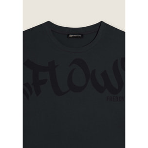 T-shirt cropped con stampa Flow centrale