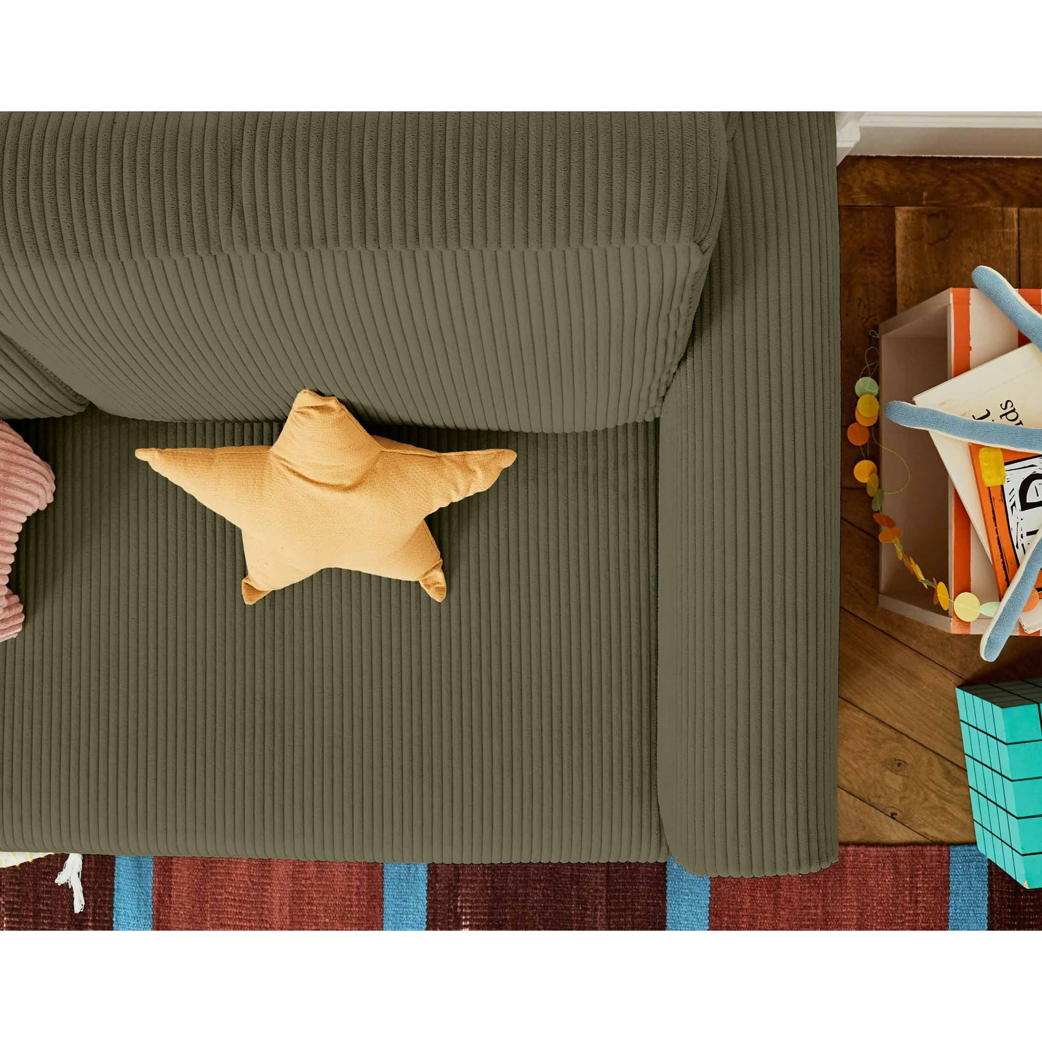 Marilia - canapé 2 places - convertible déplimousse - en velours côtelé - Vert