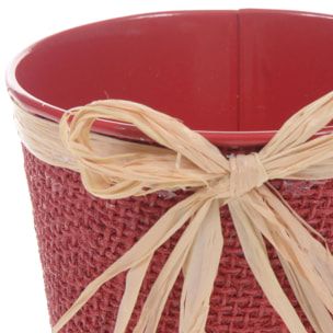 Cachepot Con Juta. Diametro 10 Cm - Pezzi 6 - 10X8,5X10cm - Colore: Rosso - Bianchi Dino - Espositori E Vasi Metallo