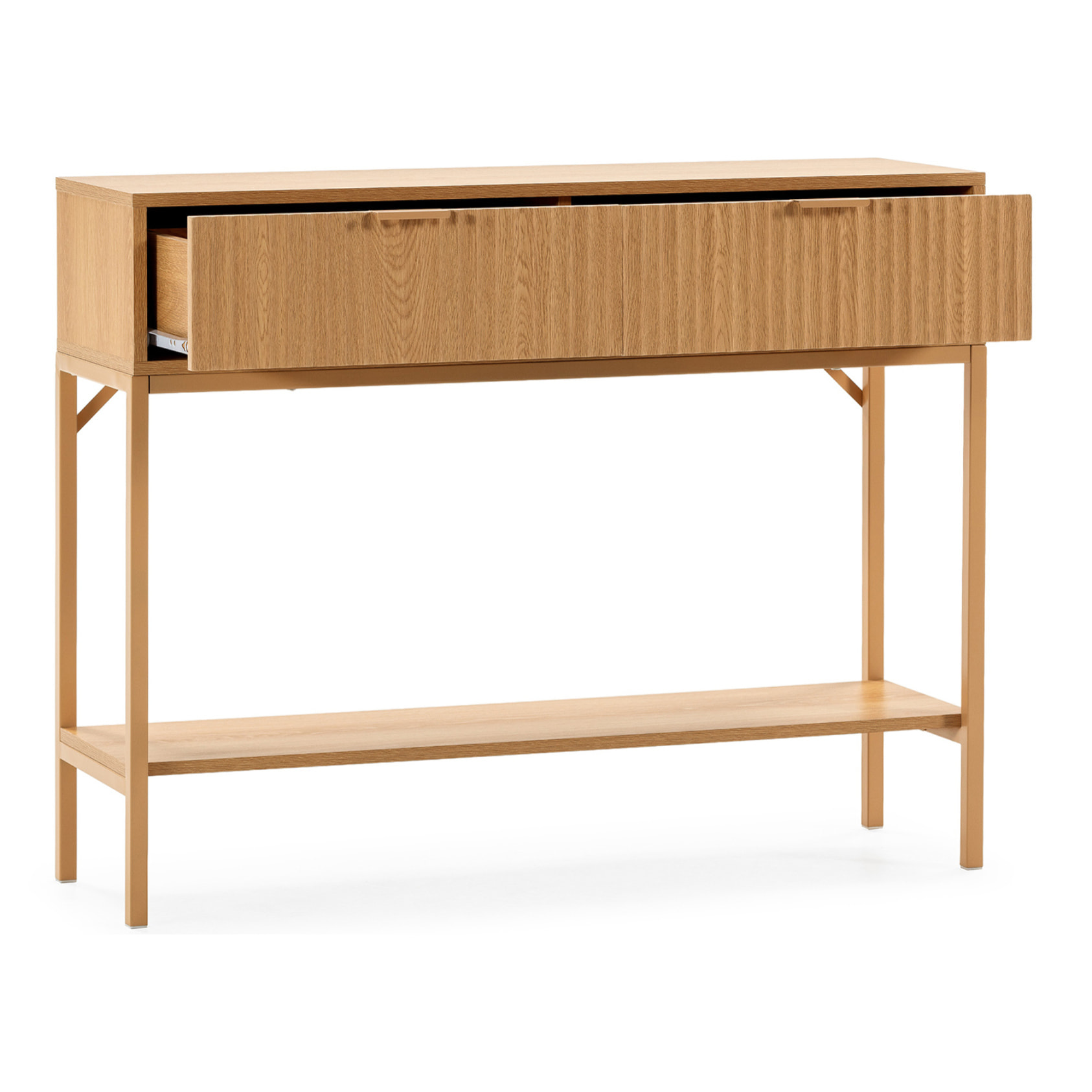 Mesa consola Lluvia 2 cajones efecto Roble
