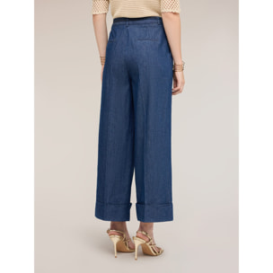 Motivi - Jeans cropped palazzo con coulisse - Blu