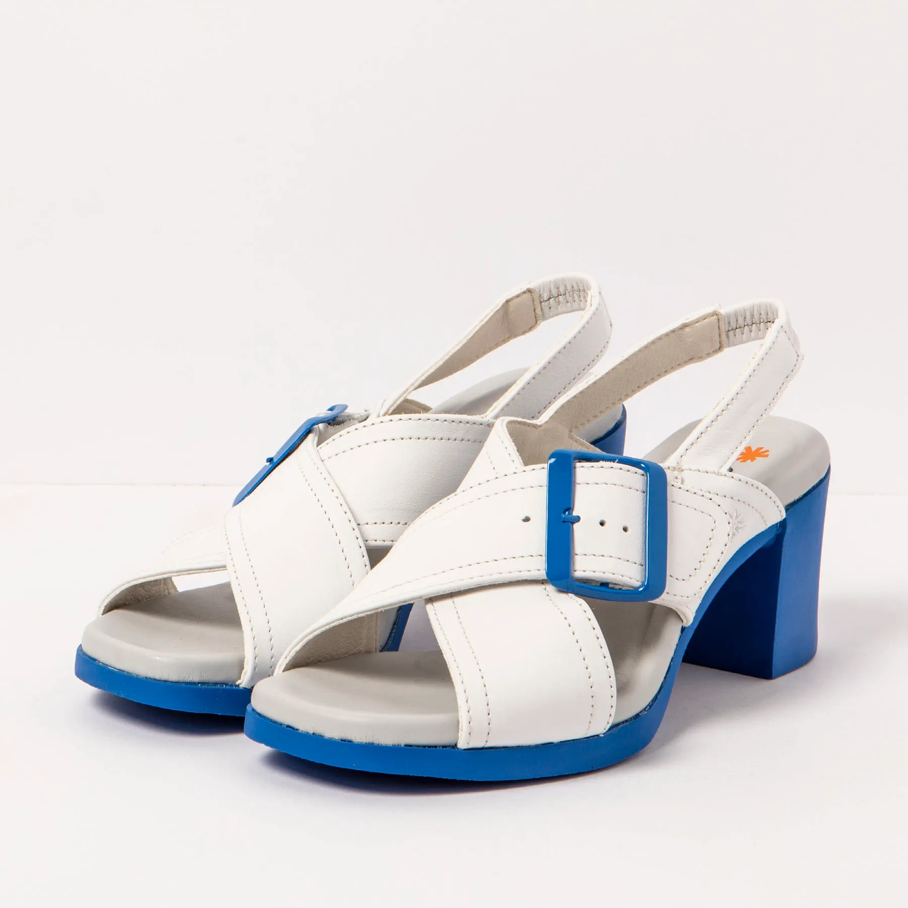 Sandalias con tacón 1845 NAPPA WHITE-BLUE/ CANNES color White-blue