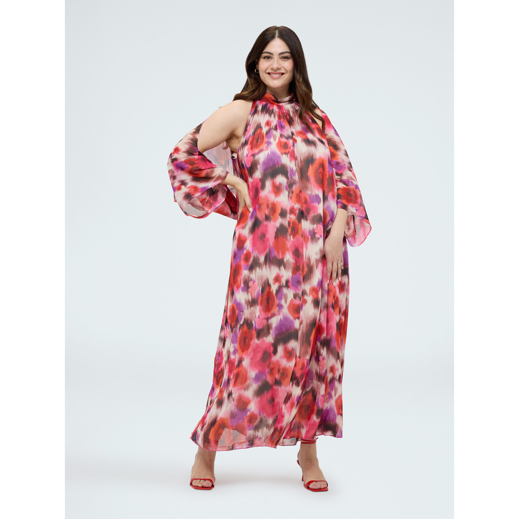 Fiorella Rubino - Cubre hombros de georgette con estampado - Fuchsia