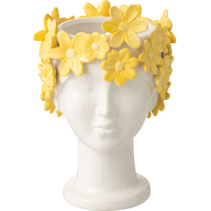 J-Line Cache-pot Dame Fruit - céramique - blanc/jaune