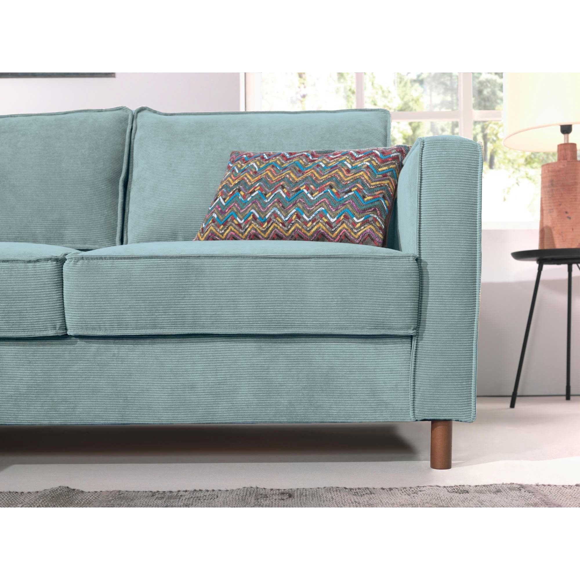 Jake - canapé d'angle gauche - convertible - 5 places - en velours côtelé - Bleu