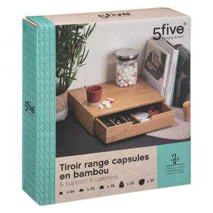 Porte-capsules 1 tiroir bambou capsules 1 tiroir