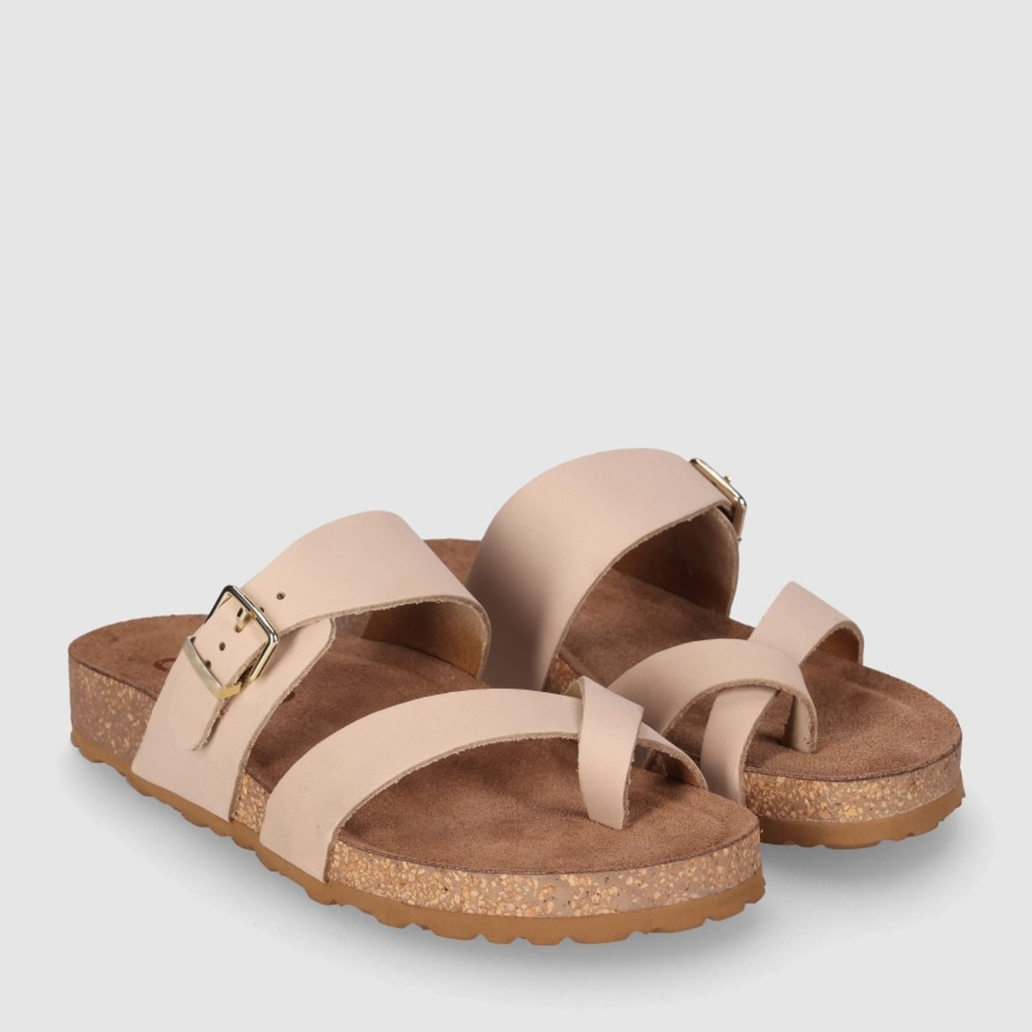 Sandalias de Piel - Arena - Tacón: Bajo