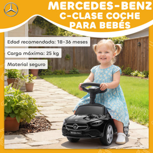 Coche Correpasillos para Niños de 18-36 Meses Mercedes-Benz Clase C, Correpasillos con Bocina, Volante, Sonidos de Motor y Espacio de Almacenaje, 65x28x39 cm, Negro
