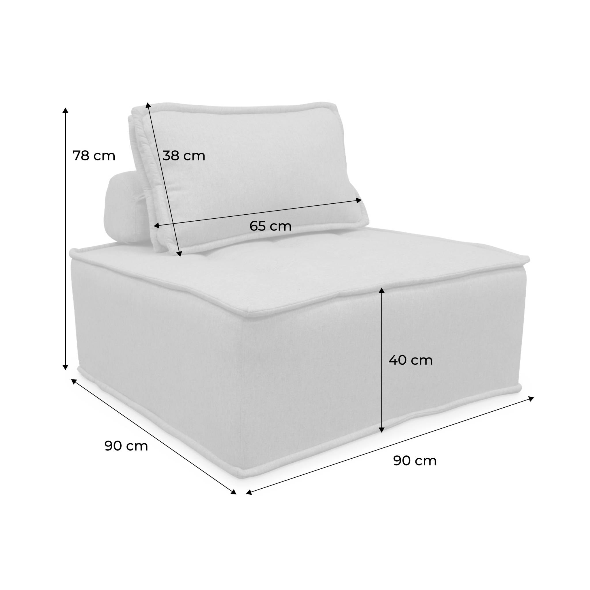 Lot de 3 chauffeuses pour canapé modulables tissu capitonné crème avec 1 coussin