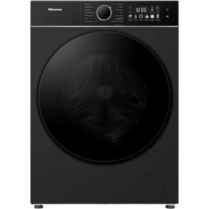 Lave linge séchant hublot HISENSE WD3I8043BBF2 - 8/5 kg - 1400 tr/min - Classe D - Connecté - Noir