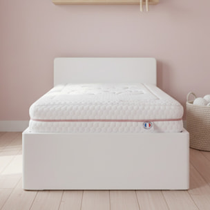 Matelas Enfant Ourson, glissière Rose, 14 cm, Mousse Haute Densité Supersoft, Déhoussable, Soutien Medium, Fabrication Française, CertiPUR Oeko-Tex