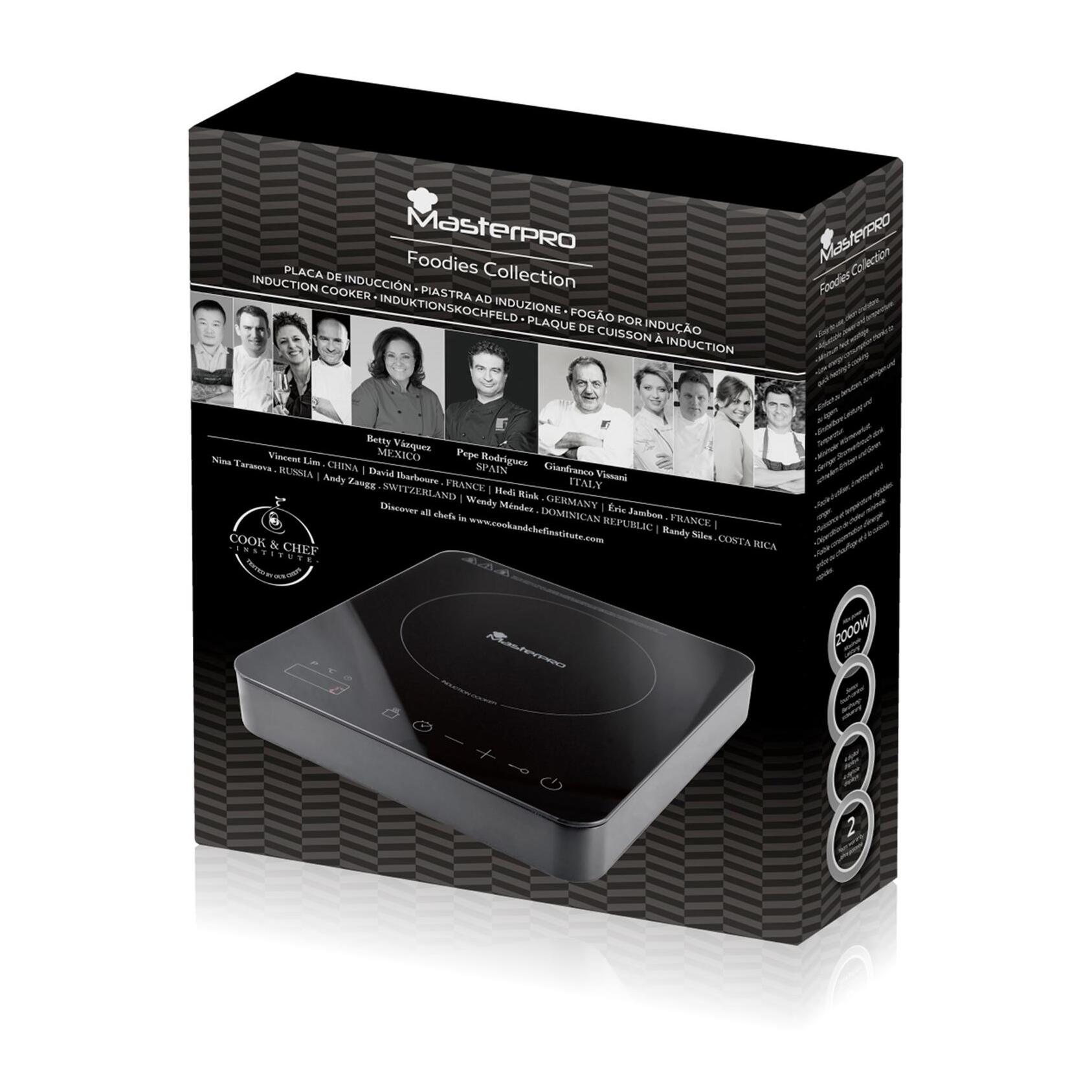 Placa de inducción foodies 27x31x6,5cm con 10 velocidades de 2000w masterpro