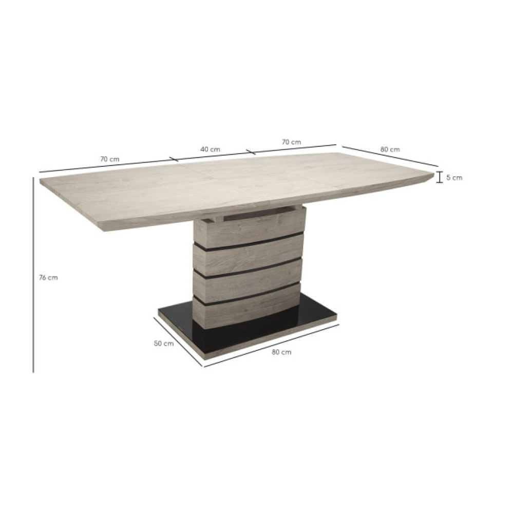 Table de repas extensible 140/180 cm pied centrale - 3 coloris - LEONAR