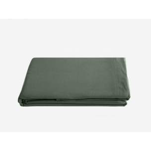 Drap plat Palace pur coton teint lavé, 63 fils/cm² Vent du sud - Palace Cèdre