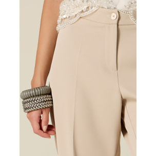 Oltre - Pantalones formales con raya marcada - Beige