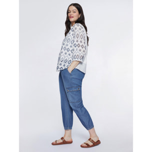 Fiorella Rubino - Pantalones cargo en denim ligero - Azul