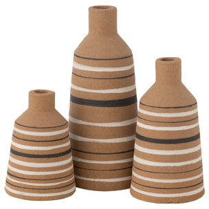 J-Line vase Tukano Lignes Terra - poterie - marron/noir/blanc - large