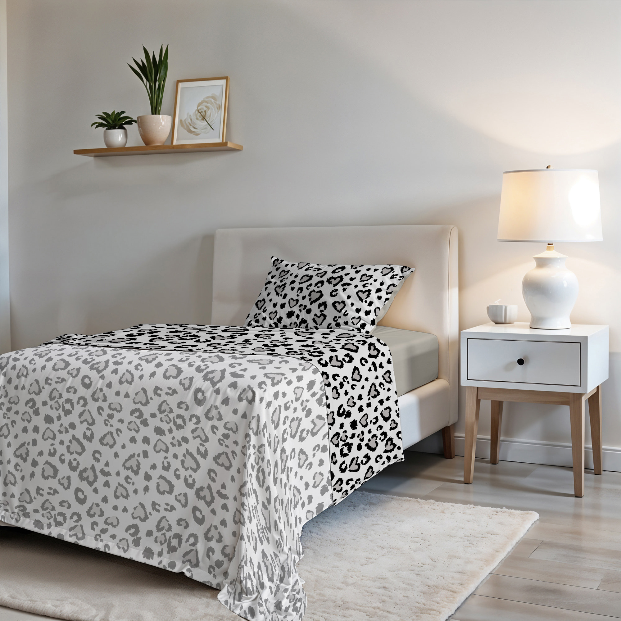 COMPLETO LETTO FASHION, 100% Microfibra, No Stiro - INGRID