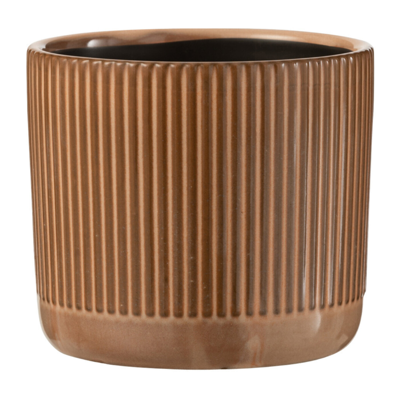 J-Line cache-pot Lignes - céramique - orange/beige - small - 2 pièces - Ø 12 cm