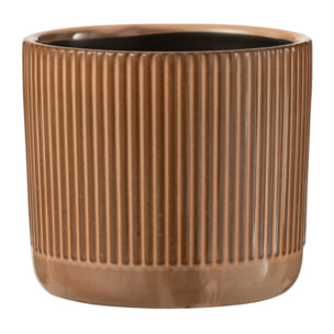 J-Line cache-pot Lignes - céramique - orange/beige - small - 2 pièces - Ø 12 cm