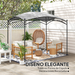 Cenador para Jardín 3x2 m Pérgola de Jardín Gazebo con Cúpula Elegante y Estructura Metálica Impermeable Carpa para Exterior Terraza Patio Gris