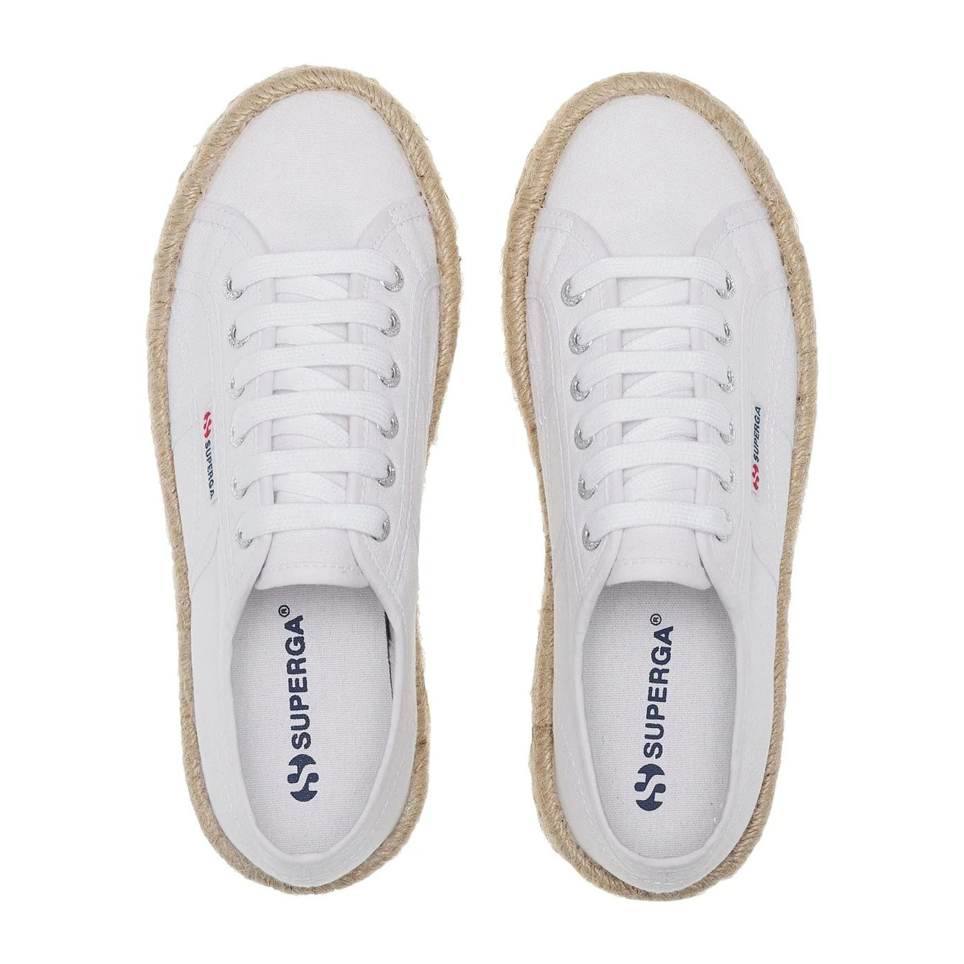 Superga - Zapatos de mujer Mujer Blanco - 2740 PLATFORM COTTON STONE WASH ROPE