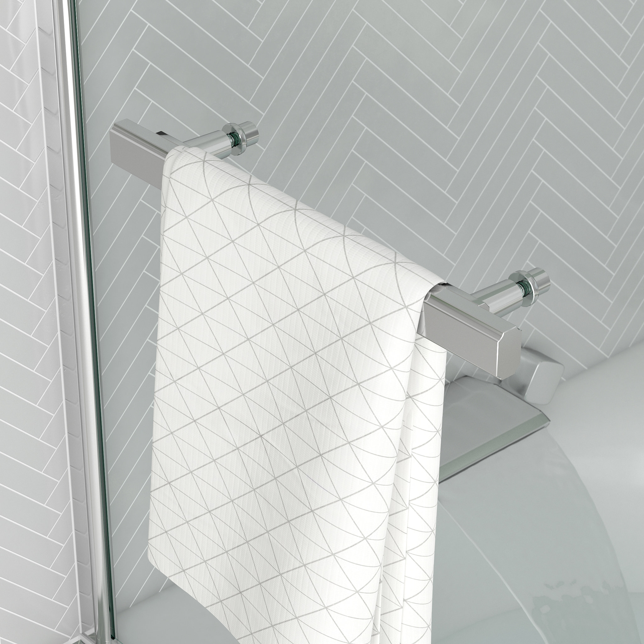 Pare baignoire Rabattable avec porte-serviette 70x120 cm - Profilé Chromé - Verre 4 mm
