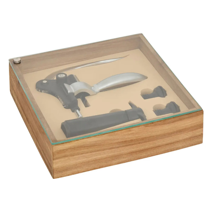 Coffret sommelier Jules 4 porte(s) marron L24xp6,8xH24cm