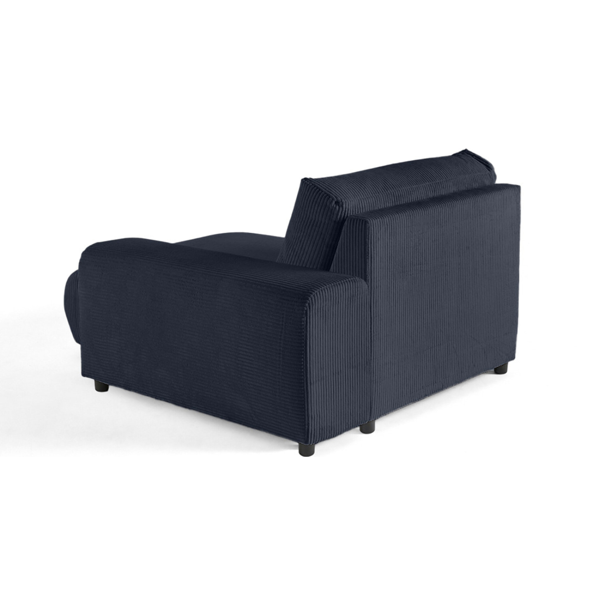 Garance - module d'assise méridienne droit - en velours côtelé - Bleu nuit