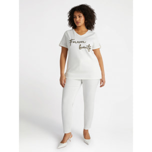 Fiorella Rubino - Camiseta con inscripción de cuerda - Blanco
