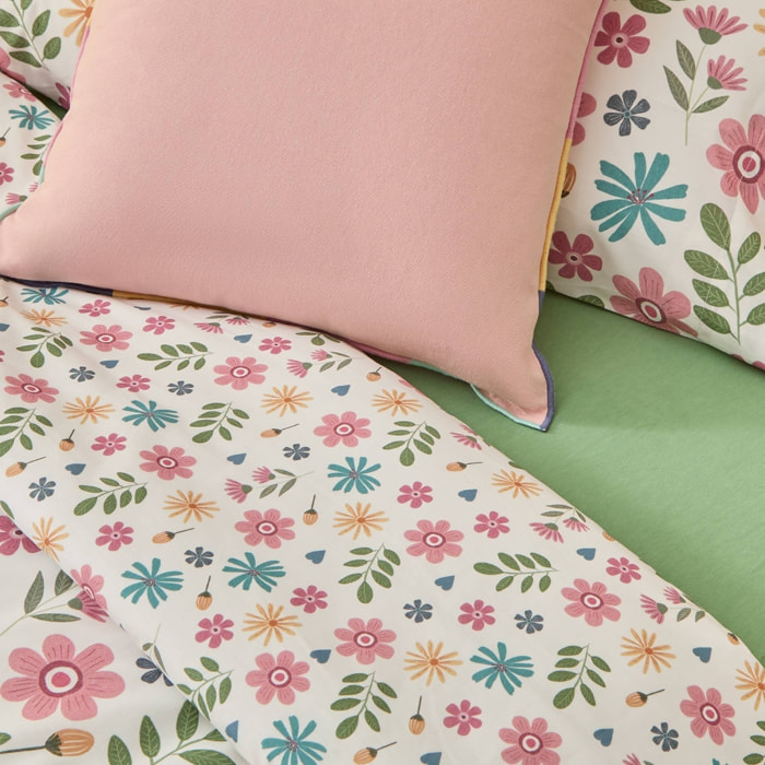Funda nórdica algodón flores Kayla color blanco 100% Algodón percal